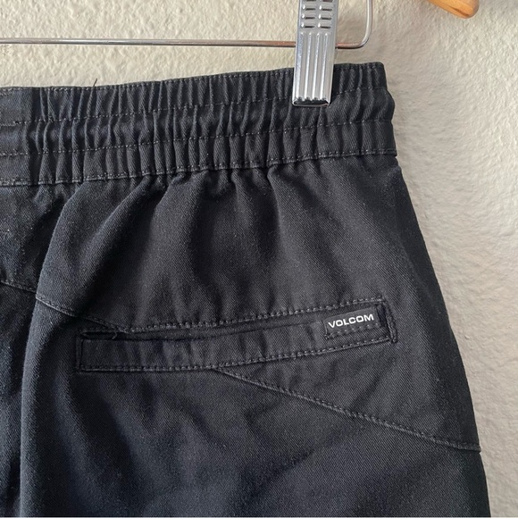 Volcom Frickin Elastic Waist Shorts Mens S Black Chino Drawstring Pockets Skater - Picture 7 of 12